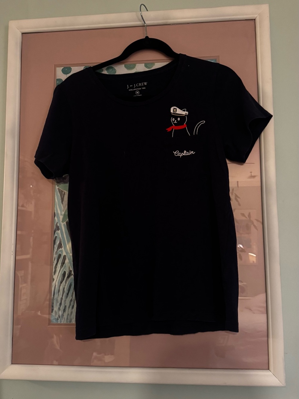 J. Crew Navy Tee with Captain Cat Embroidery